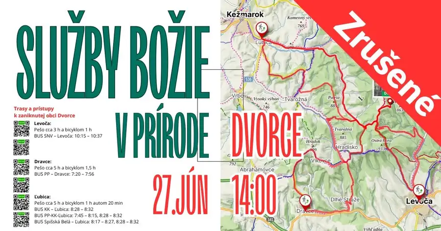Služby Božie v Dvorcoch zrušené
