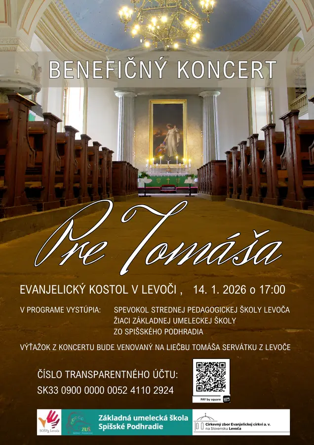 Pozvánka na benefičný koncert PRE TOMÁŠA