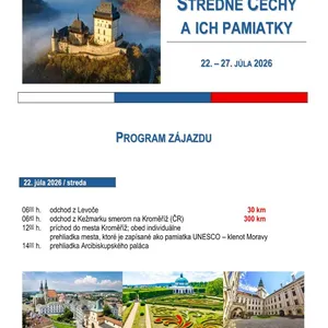 Zájazd Stredné Čechy a ich pamiatky