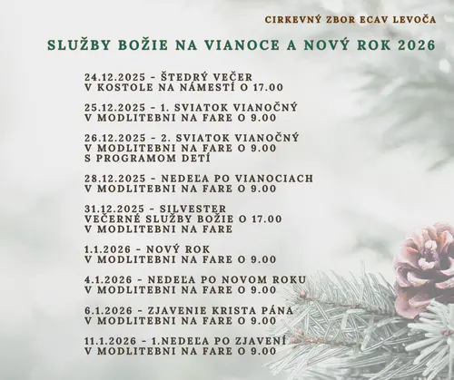 SLUŽBY BOŽIE VIANOCE A NOVÝ ROK 2026